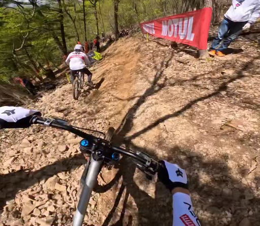 Chaos on the track! - Qualifying rounds at Round 1 of the @uci_mtbworldseries in South Korea are finished and @asavermette slots in for the first place. Snippets from the from the first place run in the cockpit, but that first place didn’t come without a little chaos with a rider on the track that Asa caught up to.