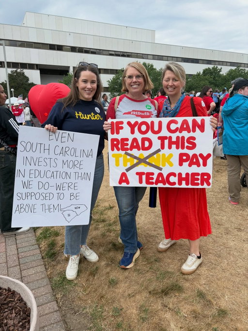 Today in Raleigh, thousands of North Carolina teachers, students, parents, and public school supporters marched on the General Assembly for the “Kids over Corporations” rally.

The message was clear: fund our public schools. Pay our teachers. Pass a budget.

NC currently ranks 46th in the nation for teacher pay and 46th for per-student spending. We’re the only state in the country where average teacher salaries are projected to drop this year. Educators here earn over $16,000 less than the national average, and every neighboring state pays more.

Some districts closed school for the day so staff could attend.  Others marched on their lunch breaks, after class, or used personal leave to be here.

To every educator who showed up today and every one who couldn’t but is still showing up Monday morning, thank you. We’re paying attention.
 
➡️Swipe for moments from the rally.

#KidsOverCorporations #NCTeachers #FundOurSchools #RaleighNC #TheRaleighLocal NCGA PublicEducation