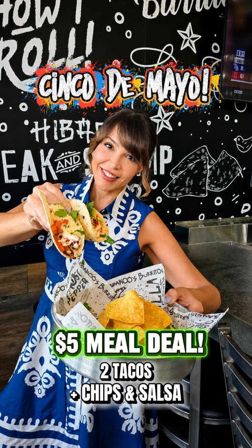 🚨 FOODIE ALERT 🚨

Cinco de Mayo Foodie Win! 🌮🔥
 @BubbakoosBurritos is serving up a $5 Meal Deal. This is a steal 👏

✨ 2 tacos
✨ chips + salsa
✨ ONLY $5

Running May 1st–5th, so don’t walk… RUN 🏃‍♀️💨
Who’s grabbing tacos with me? 🌮😍 

#ad #CincoDeMayo #Floridafoodie #Createsomethingdifferent #Bubbakoos