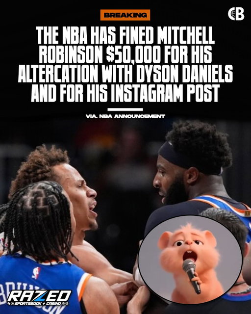 BREAKING: The NBA has fined New York Knicks center Mitchell Robinson $50,000 for his altercation with Dyson Daniels in Game 6 & for his Instagram post that followed. 

Thoughts? 🤔