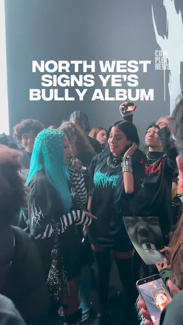 North West signing copies of Ye’s ‘BULLY’ at her Complex pop-up in LA ✍️