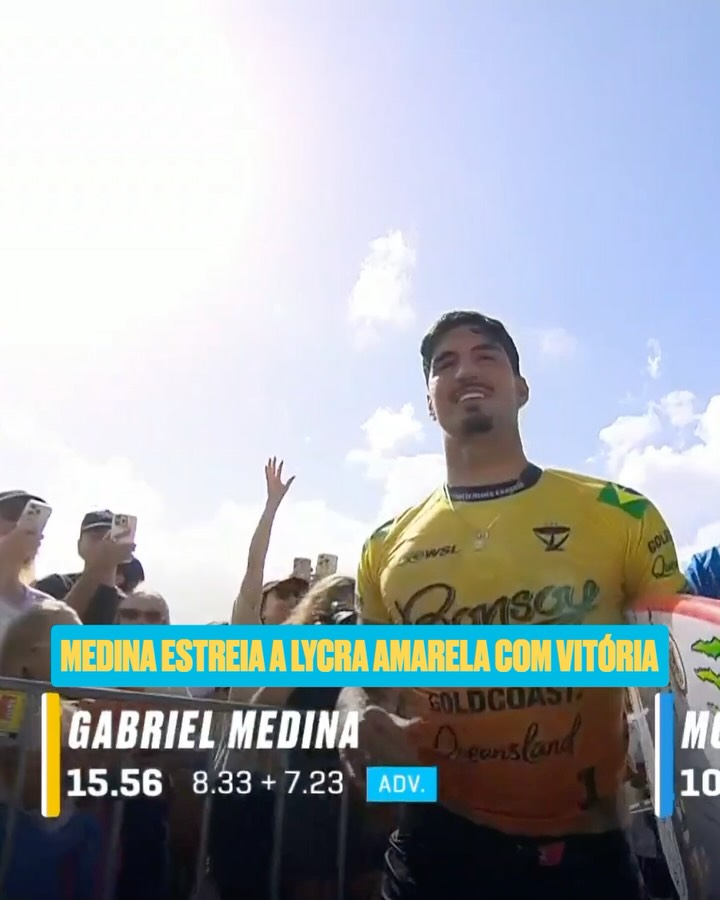 Liga o som e escuta a quantidade de torcida pro líder do ranking…👂

Parece que tá surfando em casa!

@gabrielmedina vence a primeira com a amarelinha e está nas oitavas ⏭️

🌅 Acompanhe ao vivo o @originalbonsoy #GoldCoastPro, de 30/04 a 10/05 (no fuso horário de Brasília), pelo nosso canal no Youtube, em worldsurfleague.com ou no @sportv 3.

@gwmaustralia @experiencegoldcoast @queensland #wslbrasil