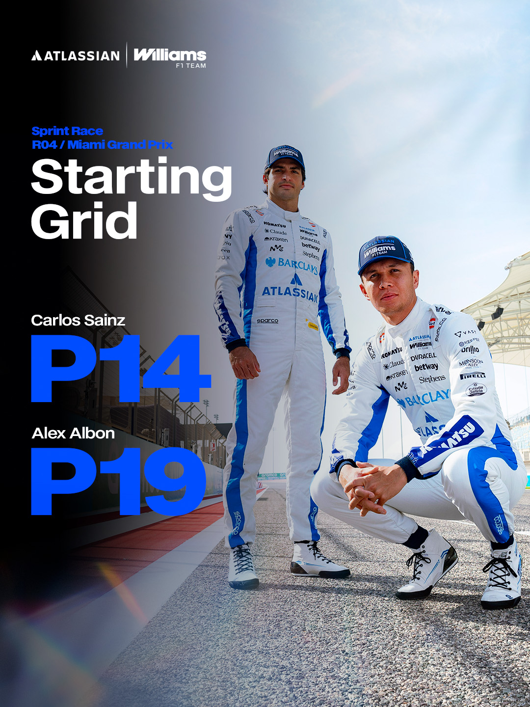Our confirmed grid slots for the Miami Grand Prix Sprint Race.

Let's see what we can do today 👊