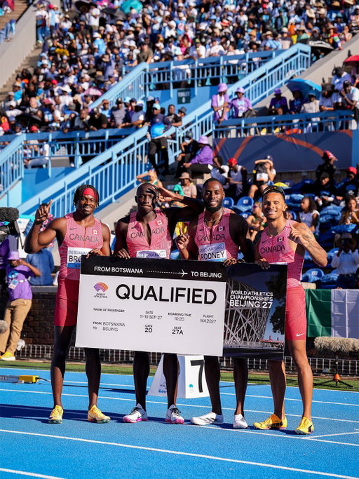 CANADA MEAN BUSINESS 🥵

🇨🇦 blaze to a 37.56 world lead to top the men’s 4x100m qualifiers at the #WorldRelays 🔥

Fastest into the final in Gaborone and ready for tomorrow 🌟

📸 @erin_groll, Monirul Bhuiyan & @christelsaneh