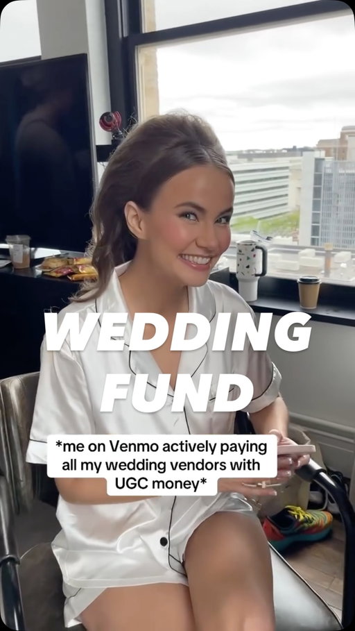 2 years ago we got married!! And we paid for the whole thing with brand deals 🔥🔥🔥 I didn't start doing UGC because I wanted cool skincare products. I started UGC because I needed money, and that's the case for most people. ⬇️ I opened my UGC business and started taking deals for $50, $75, $90, and within six months of filming these videos after my 9 to 5, we were able to fund the entire wedding. I had no experience making videos for brands. I put myself out there and made bold claims that my videos would convert and backed that up with hard work. I'd stay up till 2am, 3am, 4am, 5am filming and editing, often falling asleep with my finger on the splice button and waking up and continuing to edit the project. 🤪 It's not a glamorous story, but it's mine. It's how I got into this industry. I stuck with it, was able to quit my corporate job, pay off all $84,000 of my student loans within 22 months, and became a coach to teach you how to change your life too!! 💖 3.5 years later, I continue to do UGC, working with bigger and bigger brands like: - Subway - Panera Bread - Beyond Meat - Gruns - Native - 1-800-contacts - Perplexity AI - Wispr Flow I call it a Pink Collar Job. It’s a fun, feminine, lucrative, low-stress career✨💅 Join my community Pink Collar Club to land more brand deals, make better videos, and have some fun along the way!! 👯‍♀️🤳 Just comment “PCC” to join us inside. P.S. This is a community for female content creators only, like my student Dani who just got hired by Panda Express to create Mother's Day ads for them in Spanish!! 🍱🍛😍 #whatisugc #2026brides #2027brides #startugc #becomeaugccreator