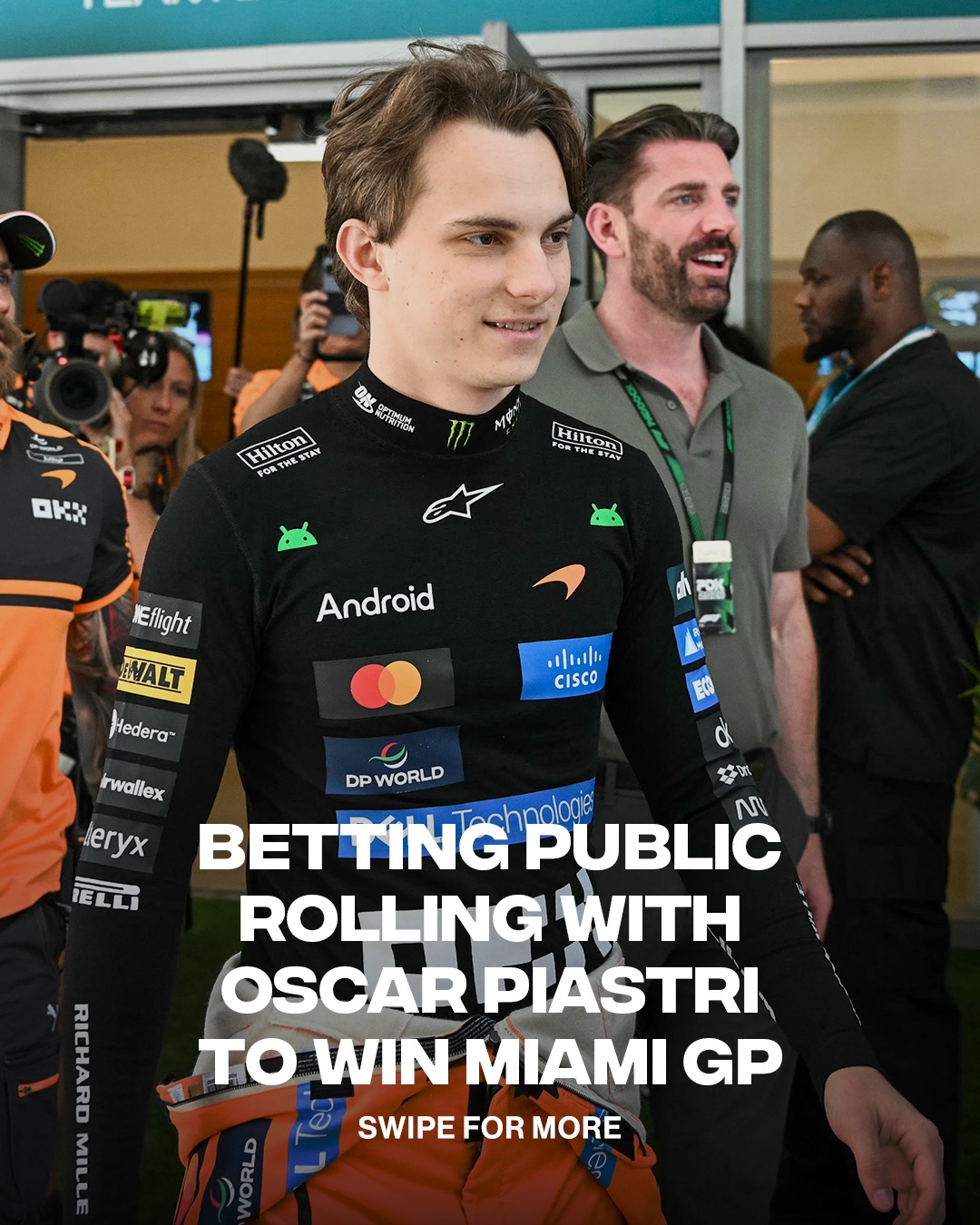 With the Miami Grand Prix firing off tomorrow, here's a glimpse at the top-5 drivers to win at @fanaticssportsbook (by betting handle). Who stands out??

(Photos via @GettyImages)