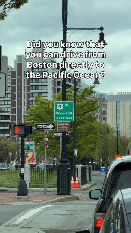 Turned off the comments because it’s been 6 weeks of notifications with people telling me the exact same thing after they didn’t even read the caption 😂

Here’s a little fun fact! Ever see the sign in Kenmore Square pointing to Newport, Oregon and wonder what that’s all about?

It’s actually marking the beginning of U.S. Route 20… the longest continuous road in the entire country, stretching over 3,000 miles from Boston all the way to the Oregon coast.

So yeah… you could hop in your car right here and drive to the Pacific Ocean without ever leaving the same road. Just thought it was a cool little piece of info to share while I was sitting in traffic 😂