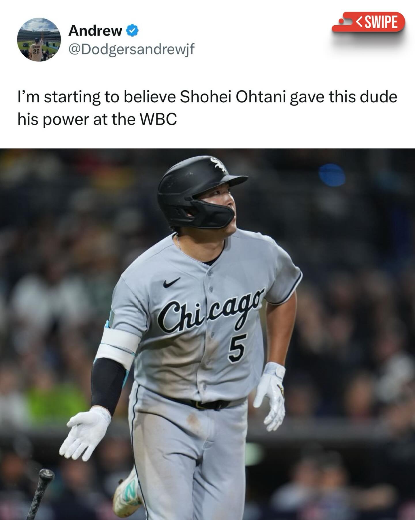 Earlier in the year, there was a viral video posted of Shohei Ohtani and Munetaka Murakami in the dugout during the WBC. Shohei was helping Munetaka Murakami fix his swing. 

Now, Munetaka Murakami leads the league with 13 home runs this season and has been on a different level 💯