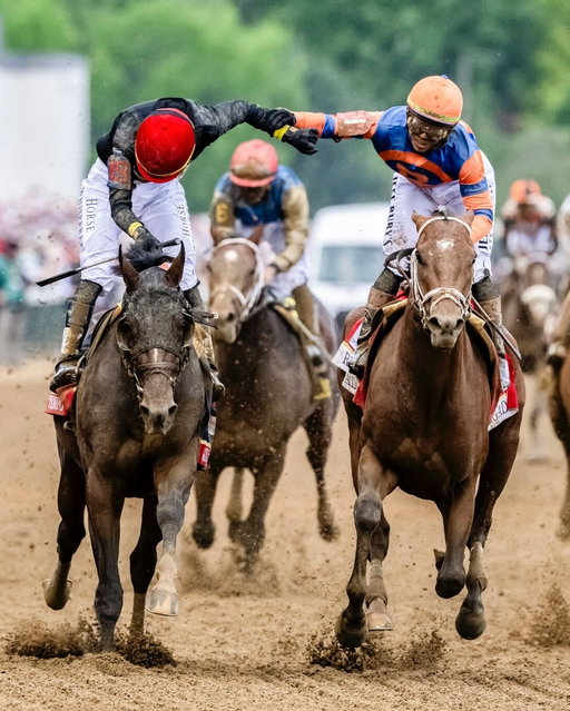 It’s in their DNA ❤️ Brothers Jose and Irad Ortiz cross the finish line 1-2 in the Kentucky Derby.