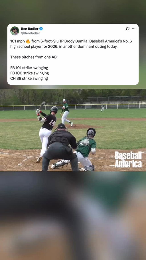 Based on industry feedback, Brody Bumila sounds like a clear-cut first-round talent 👀

He ranks as the No. 2 prep pitcher in the 2026 draft class.