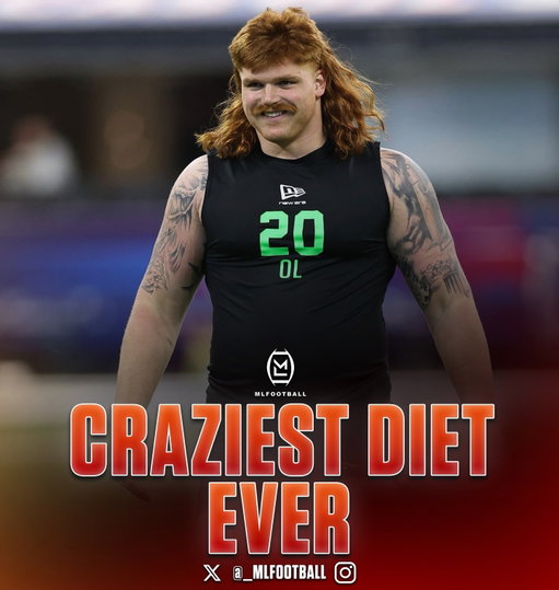 THIS IS ABSOLUTELY WILD:

Pittsburgh #Steelers third round pick guard Gennings Dunker has the CRAZIEST DIET in #NFL history.

Game-day diet:

• Night before (5:30 PM): 2-3 pasta servings w/ meat marinara, bread rolls, 12oz steak, 2 fruit servings.
• Later (~8:30 PM): 3 hamburgers, 3 bags baked Lay’s, hydration mix, hot chocolate.
• Morning (7:15 AM): 4 toast, 2 Wheaties bowls, pancakes, 2 chicken breasts.
• 9 AM: 4 toast + 1 chicken breast.
• Post-game (Culver’s): Double bacon cheeseburger, family cheese curds/onion rings, 3 ranch sides.

Dunker eats all of their before ever game.

😱😱😱

#NFL