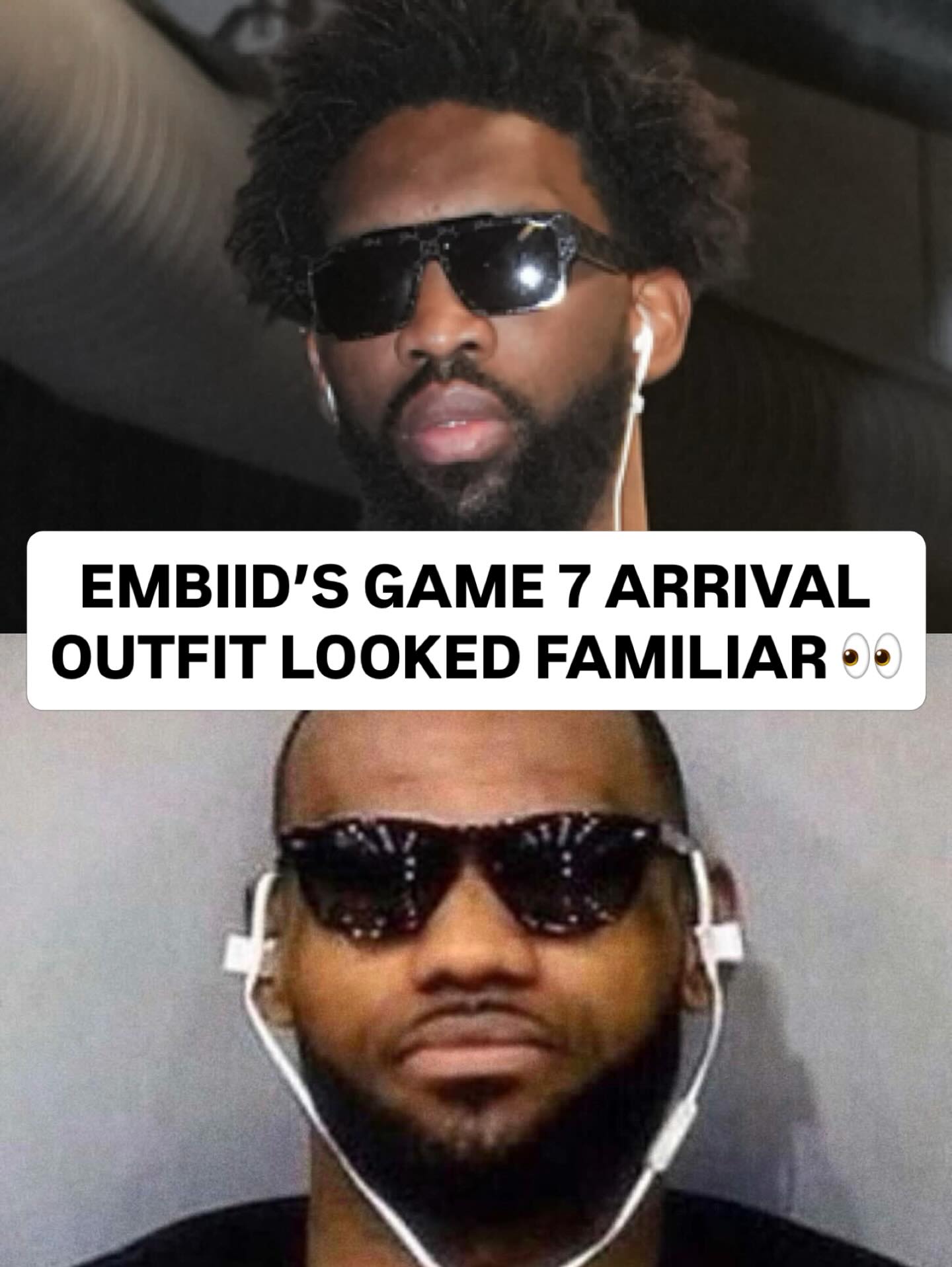 Do you remember this viral @kingjames moment? 😆 @joelembiid reacts to comparisons between him and LeBron James’ 3-1 comeback arrival looks! The @sixers will take on the Knicks in Round 2 of the NBA Playoffs presented by @google 🍿