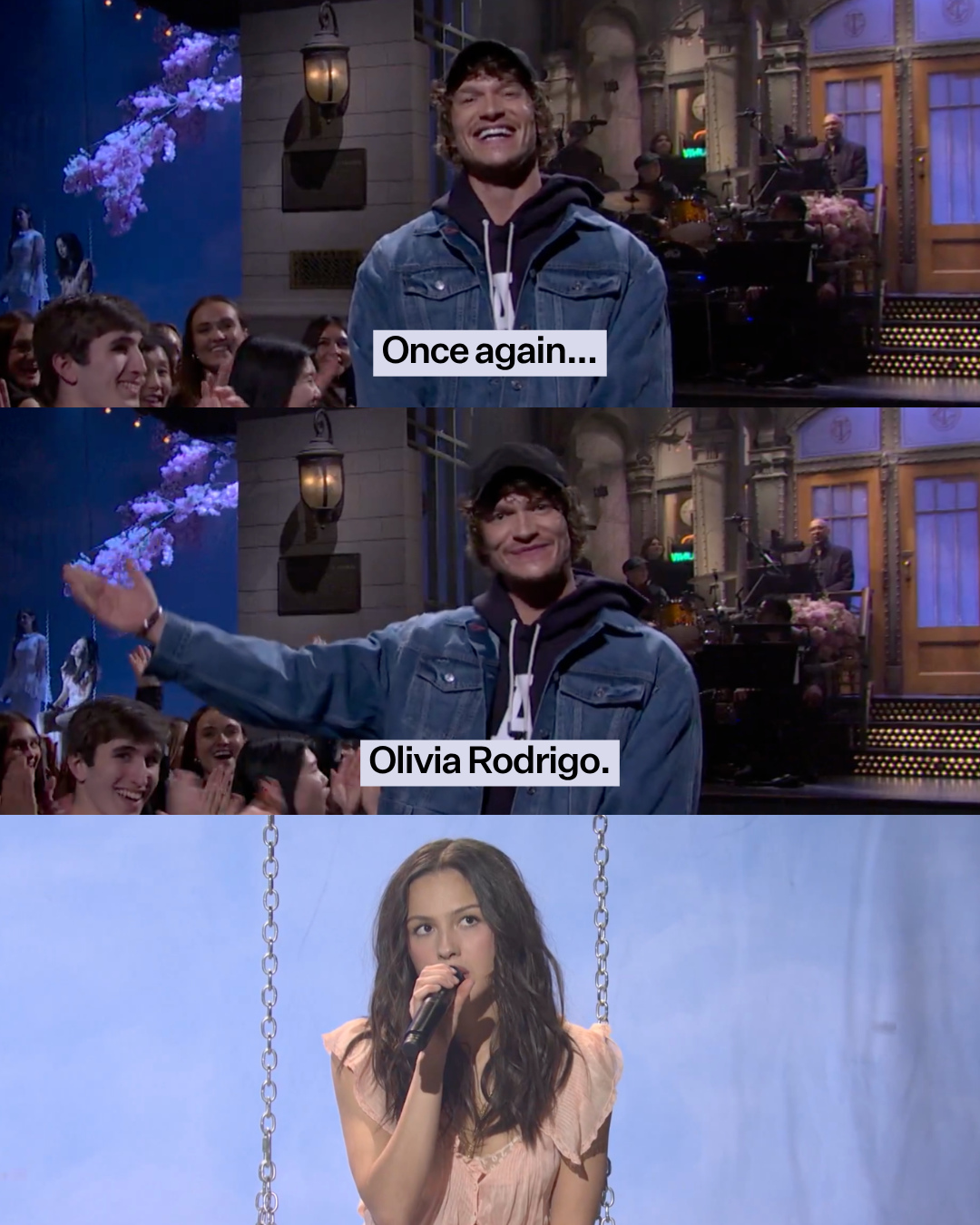 Brb I’m about to DROP DEAD!! Because Connor Storrie just introduced Olivia Rodrigo on SNL!!⁠
⁠
Photo: #SNL/#ConnorStorrie/#OliviaRodrigo⁠
⁠