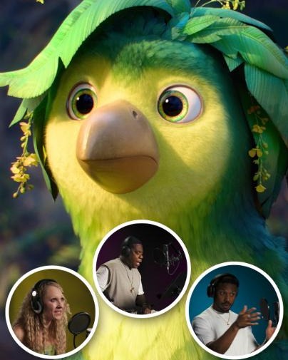 in the booth with SWAPPED stars Michael B. Jordan, Juno Temple, and Tracy Morgan.