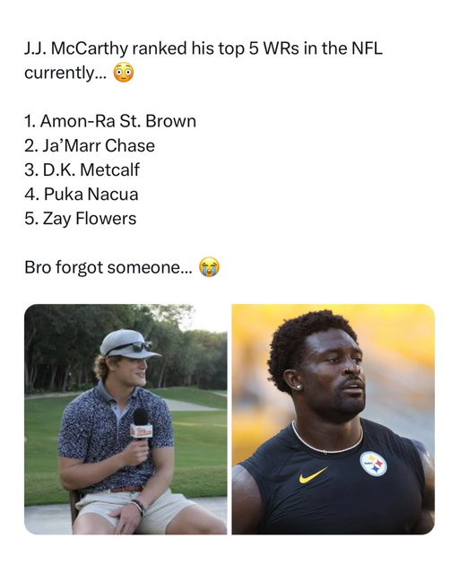 JJ McCarthy left off Justin Jefferson, his own WR1, when asked to name his top 5 WRs in the league right now… 😳

This is a bad look for the Vikings offense and chemistry… 😬

Follow US (@widereceiversonly) to get viral football content in your feed DAILY 🤩

#JJMcCarthy #JustinJefferson #Vikings #NFL #CFB