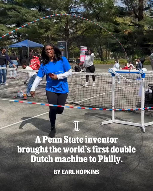 At 8 years old, @drtahirareidsmith drew the one thing she wished she owned: A double Dutch machine in never-ending motion.⁠
⁠
For her school’s drawing competition, the then-third grader sketched two poles with three push buttons, and a girl jumping in the middle. Her drawing won first place in the competition, but decades later, she brought the invention she dreamed of as a child to life.⁠
⁠
Nearly 40 years after submitting her class drawing, the mechanical engineer and Pennsylvania State University professor showcased a prototype of the world’s first automated double Dutch machine in Philadelphia on Saturday.⁠
⁠
Reid Smith traveled from State College to bring the prototype of Jump Dreams (@jumpdreamsinc) to Awbury Park for Double Dutch Day, a community event led by @phillygirlsjump.⁠
⁠
“It was important to be here,” Reid Smith said. “I love Philly Girls Jump’s mission, and what they are doing.”⁠
⁠
Read more about the Reid Smith’s prototype at the link in @phillyinquirer’s bio.⁠
⁠
📝 and 📹 by @earlhopkins_ / Staff⁠
📸 by Elizabeth Robertson / Staff Photographer