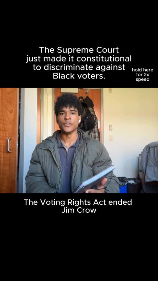 The Voting Rights Act was never discriminatory. It was a response to discrimination. And six justices just gutted it.

6-3 ruling, Louisiana v. Callais, last Wednesday. The Court ruled that drawing voting maps to fix racial discrimination is itself unconstitutional. Justice Kagan in her dissent called the ruling a “dead letter” for the law that ended Jim Crow.

John Lewis had his skull cracked on a bridge in Selma so I could vote. My family grew up under the law that came out of it. And in my lifetime in one ruling, in one week six people decided that protection was unfair to everybody else.

The argument they used is the exact same one used against reparations: “that was a long time ago, fixing it now would be unfair.” Same trick. Different decade. The harm is documented and the fix is what they’re calling racist.

You can’t call the cure the disease. That’s how a country never heals.
Follow along, I’m going to keep doing the reading nobody else is doing for you.