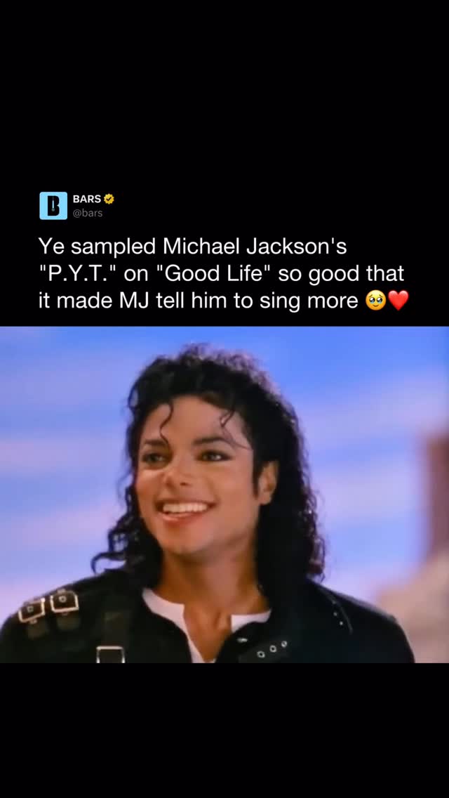 Follow @BARS if you love Ye❤️

Michael Jackson ended up influencing Ye in a way most people don’t even realize 🥹❤️

After Ye sampled “P.Y.T. (Pretty Young Thing)” on “Good Life,” he played the song to MJ, who loved the vocals and asked who was singing

When Ye told him it was himself, Michael said he loved it and told him he should sing more

That advice went on to inspire Ye’s next album ‘808s & Heartbreak,’ which became one of the most influential albums of the 2000s and helped change the sound of hip-hop

“Good Life” featuring T-Pain peaked at #7 on the Billboard Hot 100 and won Best Rap Song at the 2008 Grammys

Did you know this?