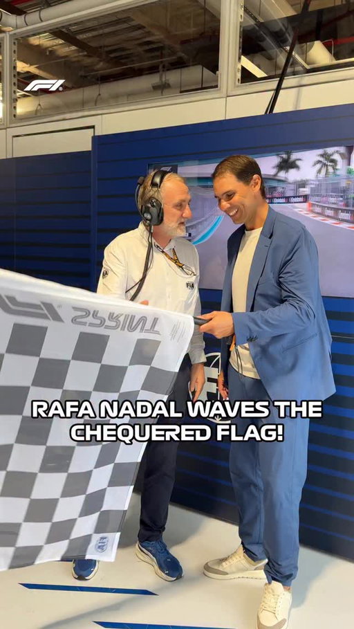 Sporting royalty in Rafa Nadal waves us across the line 🤩🏁

#F1 #Formula1 #MiamiGP @rafaelnadal