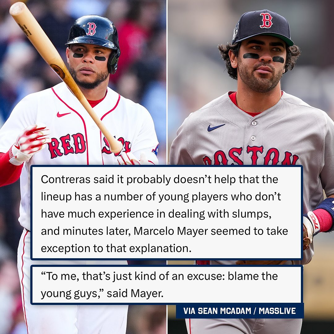 Marcelo Mayer took exception to Willson Contreras’ claim that the Red Sox are struggling because of the amount of youth in their lineup