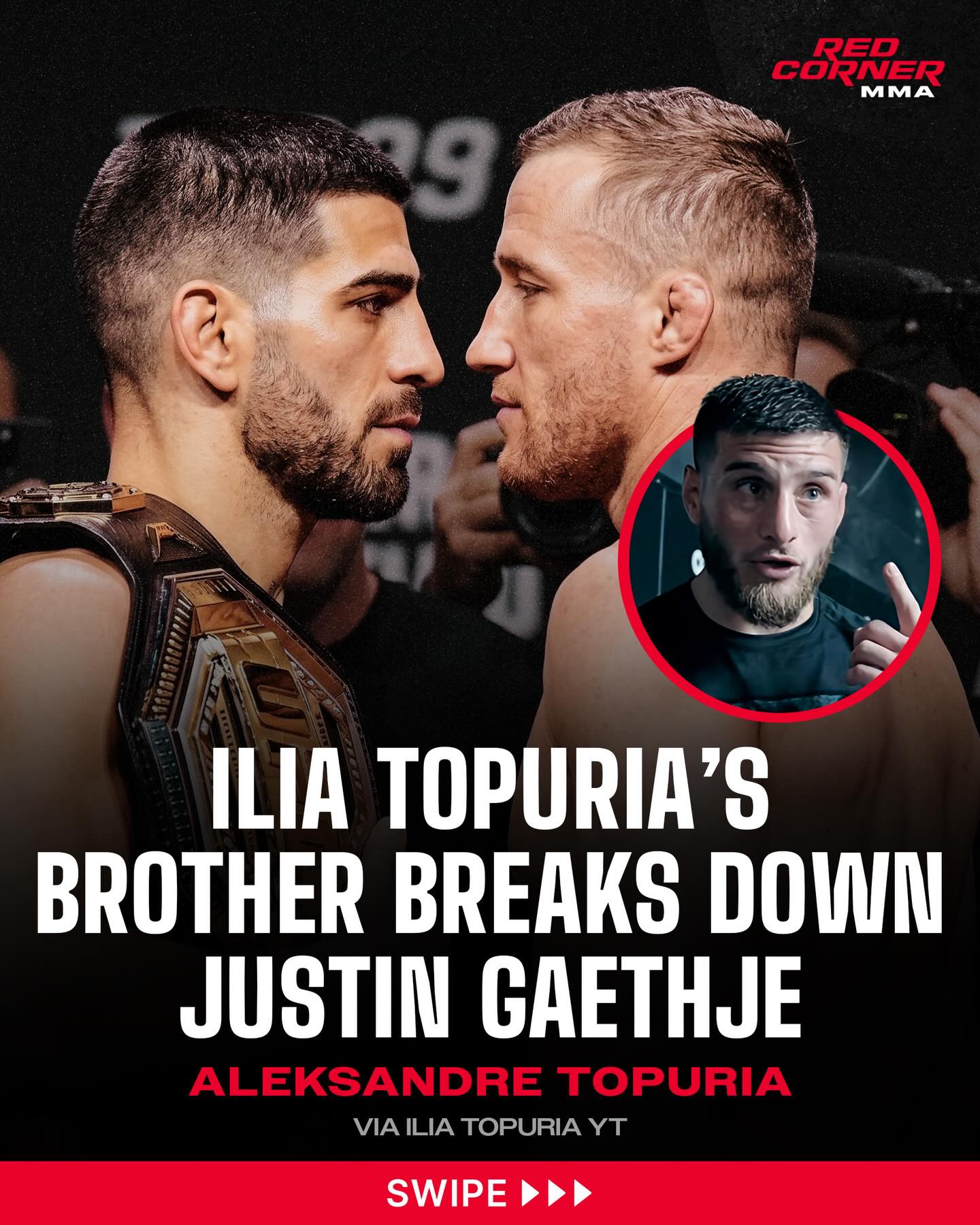 Ilia Topuria is known for being one of the most technical and powerful fighters in the UFC, but one often overlooked part of his game is the coaching and advice he receives from his older brother, current UFC bantamweight Aleksandre Topuria.

In Ilia’s latest Road to the White House video, Aleksandre Topuria breaks down his opponent Justin Gaethje’s style in impressive detail. 🧠

“Justin Gaethje picks his shots when you stand in front of him.

He’s very dangerous when he hits, but it’s a double-edged sword to choose to hit him while he’s hitting. So you’ve got to be very selective with your shots.

When he hits is when he’s most vulnerable, because he doesn’t know how to hit clean… think and stay protected.”

🎥: @iliatopuria