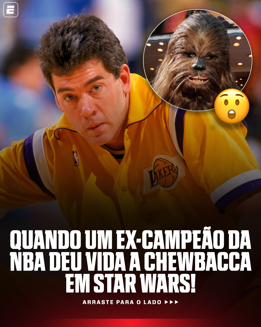 SABIA DESSA? 😱 Neste dia 04/05, no Star Wars Day, conheça a história do ex-campeão da NBA, Mark McNamara, que deu vida a Chewbacca em Star Wars! May the 'fourth' be with you!

#NBANaESPN #StarWars