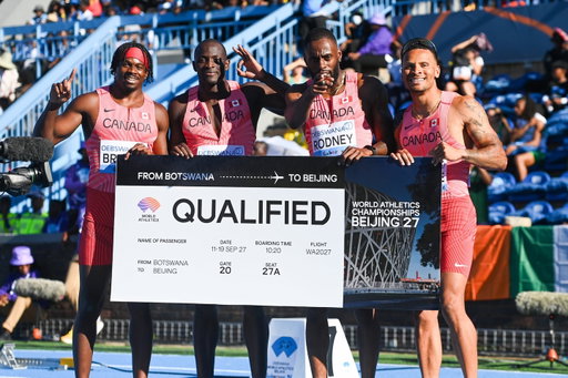 Speed in the heat. 🇧🇼📍 World Relays 2026.
One baton. Four hearts. One goal. 🇨🇦
•
•
•
#WorldRelays #TeamCanada #Gaborone2026 #TrackAndField