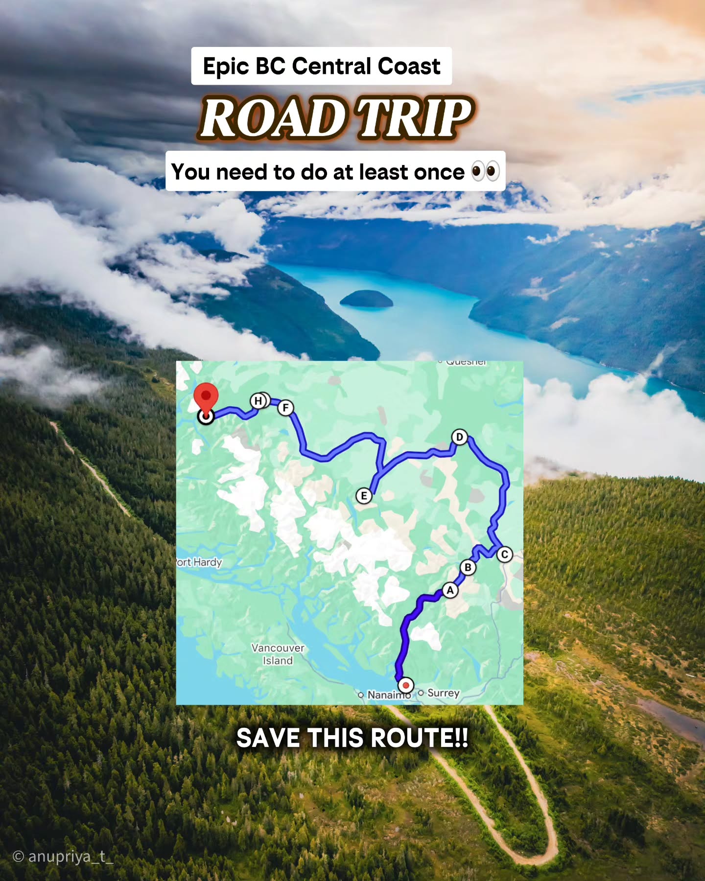 A hidden BC Central Coast Road Trip for summer 🇨🇦

From Vancouver to Bella Coola Valley, this route takes you through some of the most underrated, remote, and scenic places in British Columbia, Canada 🌿⛰️ 

Think turquoise lakes, alpine drives, desert landscapes, wild valleys, and float plane adventures 😍 

🗺 Route highlights: 

• Seton Lake
• Duffey Lake
• Cache Creek (Gold Rush Trail)
• Williams Lake
• Nemiah Valley
• Anahim Lake
• Rainbow Range 
• Tweedsmuir South Provincial Park
• Bella Coola Valley 

HERE'S HOW THIS POST HELPS YOU :

• Help prepare BC road trip itenirary 
• Summer travel plans in British Columbia 
• Offbeat road trip plans from Vancouver
• Off the beaten path for Canada Travel
• If you're an Adventure + Nature lover

⚠️ IMPORTANT TO KNOW BEFORE YOU GO: 

🚗 Long Driving distances
📆 Multi Day Trip
🛩Some locations require either floatplane or backcountry access
📲 Limited cell service in some areas 
🛥 You can take ferry one way!

👇🏽 Follow for more BC hidden gem summer travel ideas!
📍Save and share this with friends and start planning your BC Adventure!

#explorebc 
#explorecanada 
#beautifulbc 
#roadtripbc 
#travelbc 

Travel itenirary for BC road trip, Bc road trip ideas, Travel plan BC, British Columbia travel on road, Travel north west BC, Travel Central BC, Beautiful views Canada, Remote travel BC, off beat travel BC, Summer travel guide for BC, BC road trip guide.