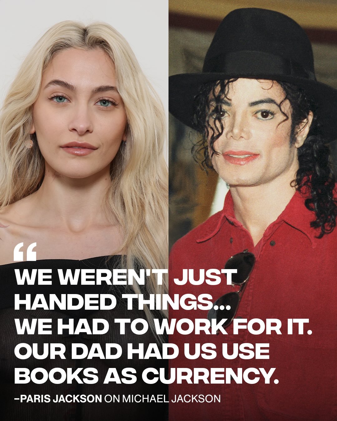 this is why MJ is the 🐐

In an interview on Steve-O’s Wild Ride!, Paris Jackson said her father, Michael Jackson, encouraged reading by making it a reward system when she was growing up. She explained that she and her siblings had to read books in order to earn things like toys, and he would quiz them to make sure they understood what they read. Paris said this approach led her to read often, including finishing the Chronicles of Narnia series in a week, and that her father believed “knowledge is power.”

[📸: GETTY ]