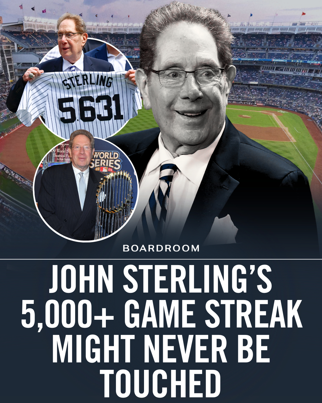 John Sterling, the longtime radio voice of the New York Yankees, has died at 87, closing the chapter on one of the most recognizable broadcasting careers in baseball.⁠
⁠
Sterling spent 36 years calling games for the franchise, becoming synonymous with an era that included five World Series titles and generations of fans who grew up with his voice. He called more than 5,600 games and narrated many of the team’s defining moments, from the core dynasty years to Aaron Judge’s record-breaking run.⁠
⁠
Known for his signature home run calls and emphatic “Yankees win,” his theatrical delivery and unwavering energy made him a staple of the broadcast booth and a lasting part of the Yankees’ identity.