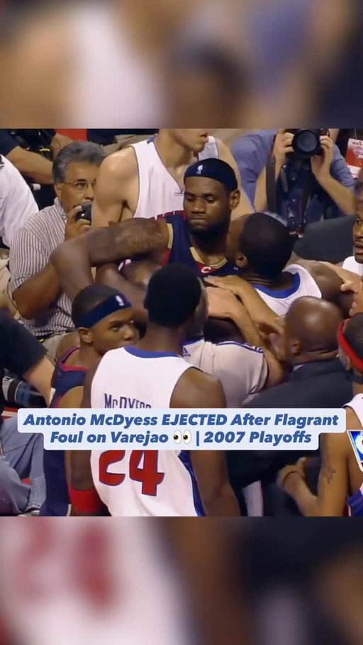 Game 5 of the 2007 Eastern Conference Finals took a turn early when Antonio McDyess was ejected for a flagrant-2 foul after clotheslining Anderson Varejão on a hard drive to the rim. With under 30 seconds left in the first quarter, Varejão hit the floor hard, and the tone of the game instantly shifted. Detroit lost a key piece in McDyess, while tensions boiled over in a series that was already physical and emotional.
LeBron James didn’t let the moment slide he immediately jumped over Varejão and went straight at McDyess, defending his teammate. He was hit with a technical but, what followed was legendary LeBron erupted for 25 straight points, carrying Cleveland to a double-overtime win in one of the greatest playoff performances ever. #DetroitBasketball 

#pistons #lebronjames #cadecunningham #nbaplayoffs