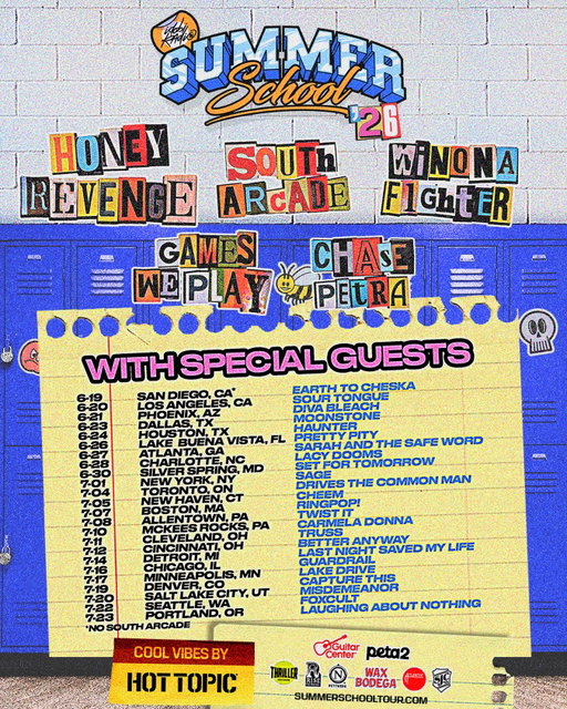 we asked, now u shall receive 😎 we’re excited to announce the 24 local bands that will be joining @honeyrevengeca, @southarcade, @winonafighter, @gamesweplay, & @chasepetramusic at each stop 🚌

P.S. right now you can get tickets for just $30 in select cities with @livenation’s Summer of Live promotion 🎫  BUT ONLY UNTIL TOMORROW (link in our bio) !!