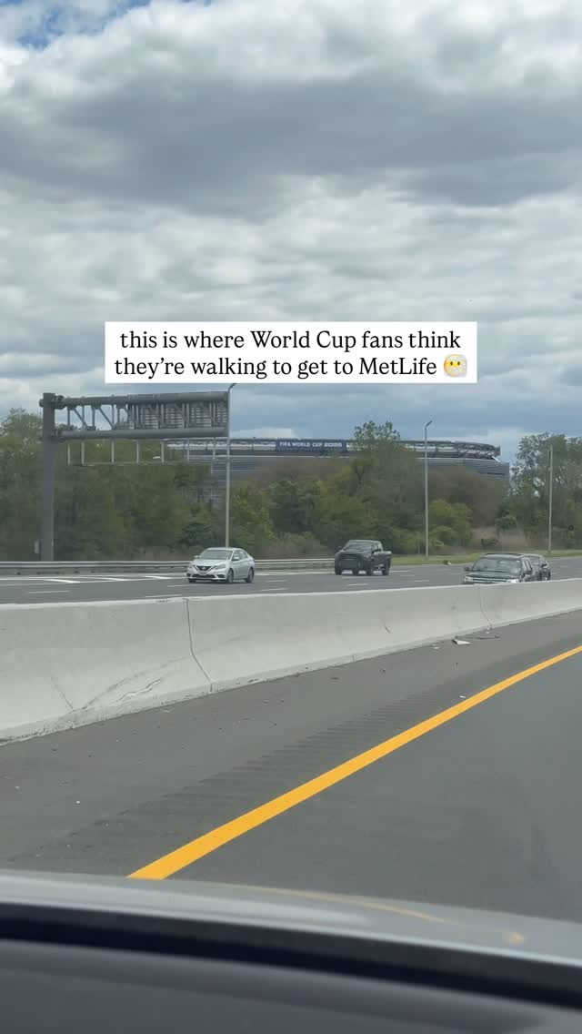 🫣🫣🫣 not a boot in the world was made for walking to MetLife 

ICYMI (you probably didn’t), some fans think they’re going to walk to MetLife to avoid costly train tickets during World Cup matches. This is a bad idea for various reasons, given that the area surrounding MetLife is highways like this or swamps. 

We’ve got the full story at the link in our bio.