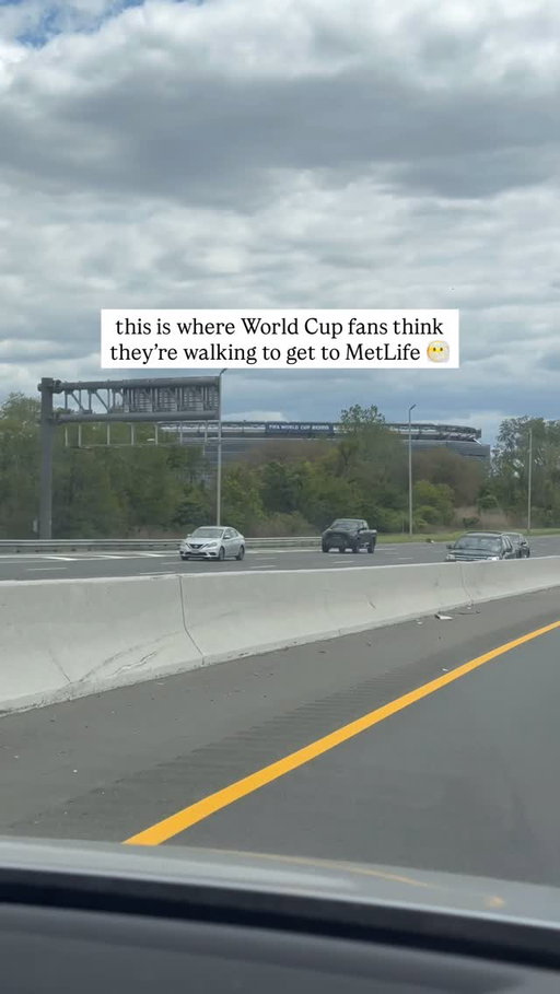 🫣🫣🫣 not a boot in the world was made for walking to MetLife 

ICYMI (you probably didn’t), some fans think they’re going to walk to MetLife to avoid costly train tickets during World Cup matches. This is a bad idea for various reasons, given that the area surrounding MetLife is highways like this or swamps. 

We’ve got the full story at the link in our bio.