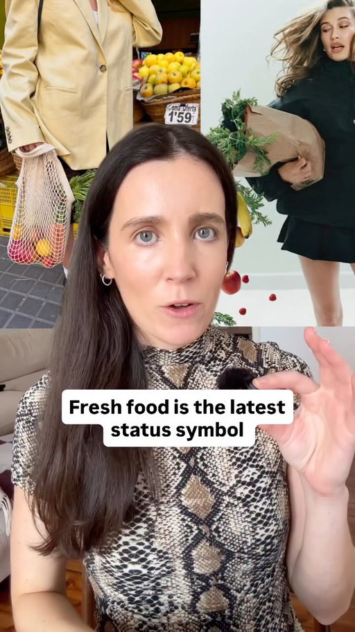 Fresh food is becoming the new aesthetic of aspiration as a result of grocery prices becoming so high, but the rise of the fresh food aesthetic reminded me of the junk food aesthetic that was popularised in the 2010s.

The aesthetic of aspiration is always shaped by how the economy is performing. In the 2010s, junk food felt ironic because the economy was doing well. In the 2020s, groceries have got so expensive that the ability to eat fresh produce and make wholesome home cooked meals is genuinely a status symbol, and brands are using the grocery aesthetic as a way to align themselves with a desirable lifestyle.