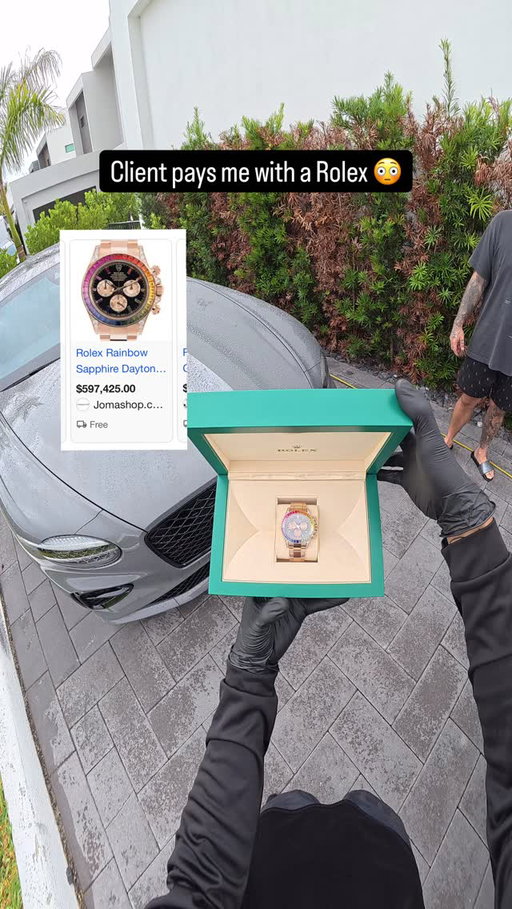 He paid me with a $600,000 Rolex… 🤯
Yeah I thought he was joking too

POV: detailing a Bentley Continental GT for a client who doesn’t do normal payments 👀
This is what happens when you deliver at a different level

Seal Suds Auto Detailing
Book your detail on our website 🦭

#detailing #autodetailing #exoticcars #bentley #cardetailing