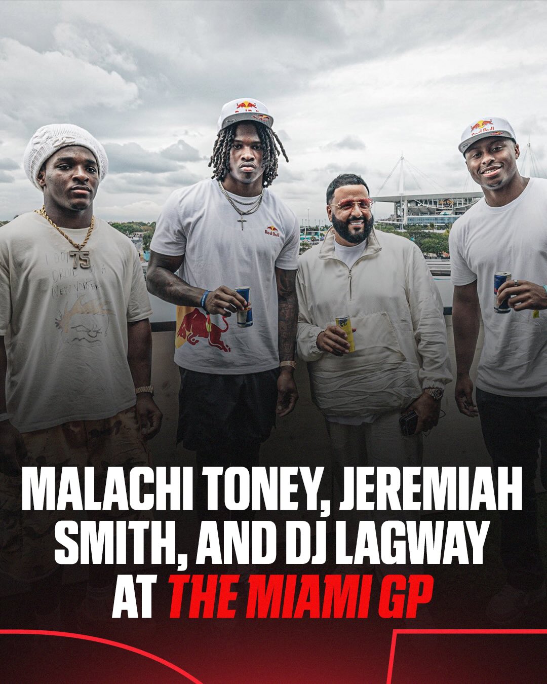 Malachi Toney, Jeremiah Smith and DJ Lagway pulled to the Miami GP 🤩

(via Red Bull, @djkhaled)
