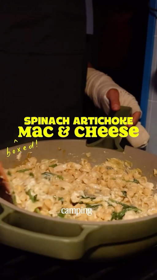 Mac and cheese is my favorite camping meal, and it just got a major protein upgrade with @eatbanza’s new wheat protein White Cheddar Shells!

Their new wheat protein mac and cheese boasts 16g of protein and 4g of fiber per serving, so when you split a box and add spinach, rotisserie chicken, artichoke hearts, chicken broth, milk, and some extra cheese, a bowl has over 45g of protein! The perfect post-hike meal... or, y’know, a comfort meal to make you feel better after breaking a finger 

This was so good, I made the same thing two nights in a row. It seriously takes just like traditional mac and cheese, just with an added boost of protein from the chickpeas.

THE RECIPE
1 box Banza Wheat Pasta White Cheddar Shells (+ butter and milk according to package instructions)
4-6 artichoke hearts (or more if you’d like!), chopped
2 cups chicken broth
1 rotisserie chicken breast, skin removed, shredded
2 cups spinach
2 oz fontina cheese, shredded

Add pasta to a skillet and pour in 2 cups of chicken broth. You won’t need to drain the pasta because it will absorb all of the broth. When the pasta is almost cooked, add in the shredded chicken, spinach, and artichoke hearts. Stir and cover until the pasta finishes cooking and the spinach is wilted. Add milk, butter, and cheese packet according to package instructions. Add shredded fontina cheese and stir until melted. Serve and enjoy!

#banzapartner #macandcheese #campingmeal #onepotrecipe #easyrecipe