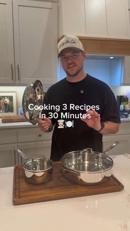 Tonight we’re cooking 3 recipes in under 30 minutes using the @cuisinart Chef’s Classic Stainless Cookware Set #ad #aworkofcuisinart #recipeideas #cookingvlog #stainlesscookware