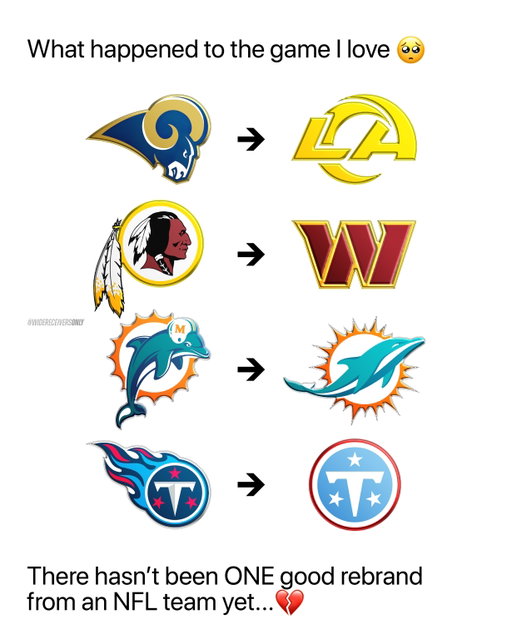 Name ONE good NFL rebrand 😭✌️

The game I grew up with is all rebranding… 💔

Follow US (@widereceiversonly) to get viral football content in your feed DAILY 🤩