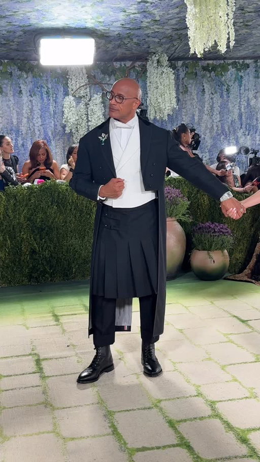 @therock makes his #metgala debut in @thombrowne… and he’s rocking it! 🪨 🤘