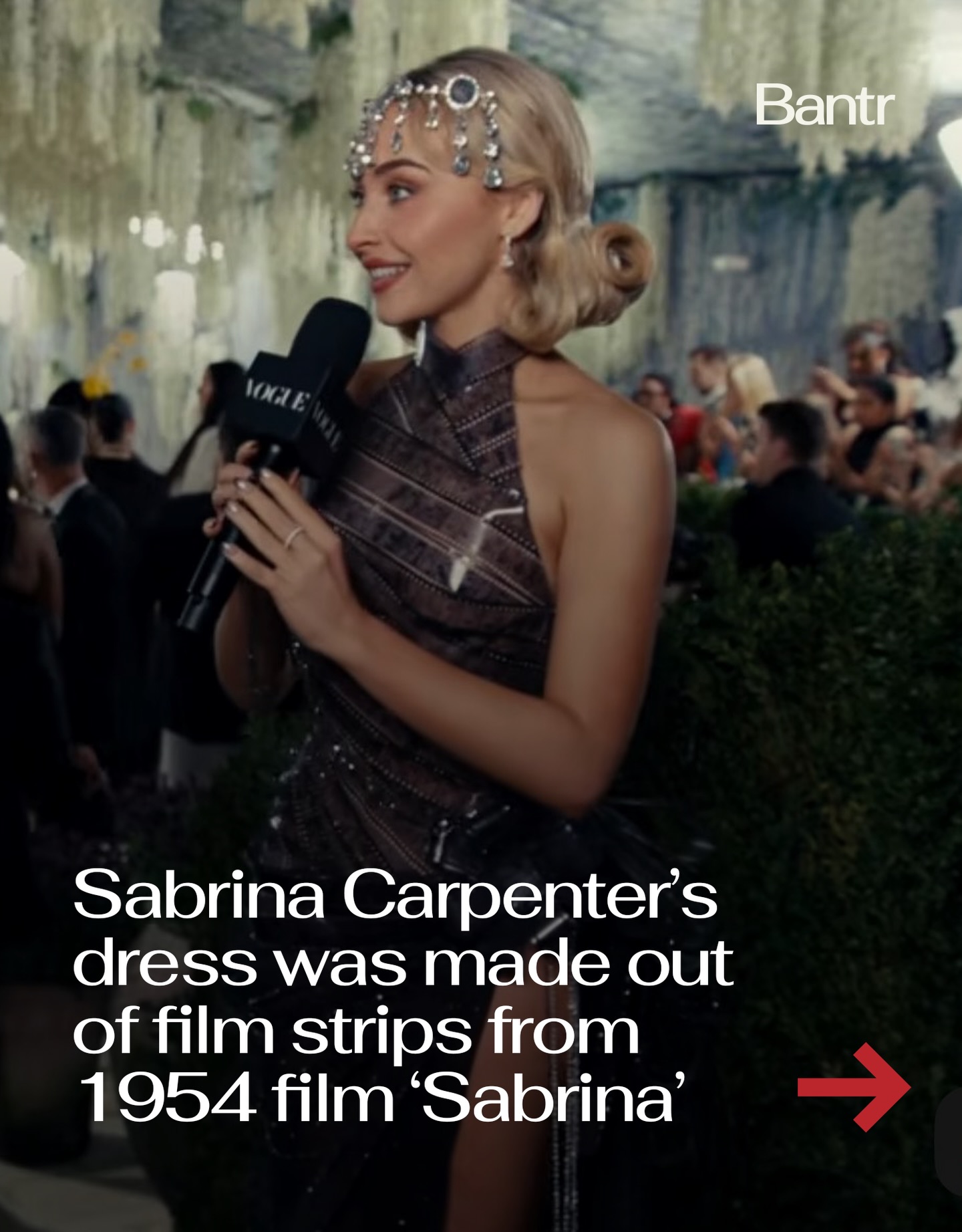 This might be one of the most creative looks of the night.

Sabrina Carpenter showed up to the Met Gala in a Dior dress made entirely of rhinestone film strips, turning herself into the literal muse behind the look.

The design pulls from the 1954 film Sabrina, while also nodding to her own name and identity, making it one of the more self-referential outfits on the carpet.

With the theme centered around “Fashion Is Art,” this one definitely leaned all the way in. Even cooler, Audrey Hepburn played the title character in the film, and today would have been her 97th birthday.

By the way, we have a weekly newsletter rounding up all of the biggest stories so you don’t have to. One newsletter, once a week. Link in bio.

Media via Vogue livestream

#bantrwomen #sabrinacarpenter #metgala