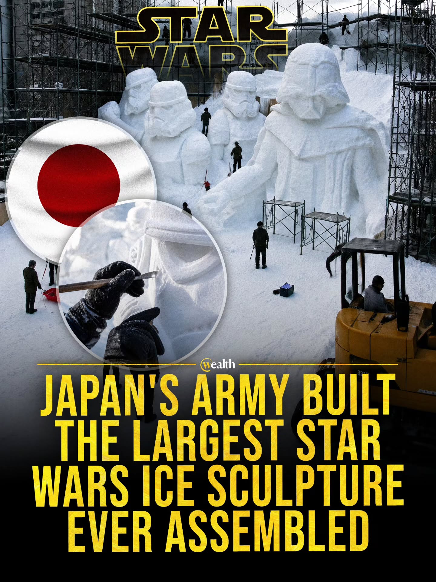A month of labor for a sculpture that lasted days ❤️

At the Sapporo Snow Festival, the 11th Brigade of Japan’s Ground Self-Defense Force spent nearly a month shaping 3,175 tonnes of snow into the largest Star Wars snow sculpture on record. Vader stood at the center, backed by stormtroopers, a TIE fighter, and the Death Star.

What gives it real weight is who built it. This wasn’t a movie set dropped into town for a photo op. It came out of a city festival that has leaned on the Self-Defense Forces for giant snow builds since the 1950s, so the spectacle carried discipline and local tradition with the fandom.

That’s why the image still holds up. For a few winter days, blockbuster mythology became part of the street itself.

#Art #Travel #SnowSculpture #SapporoSnowFestival #StarWars