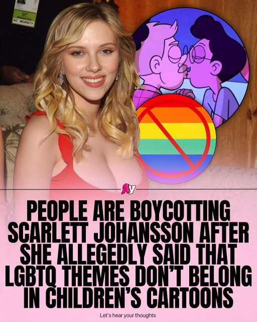 When Opinions Spark a Backlash

A wave of debate has erupted online after Scarlett Johansson was accused of saying that LGBTQ themes don’t belong in children’s cartoons. The comment quickly spread across social media, sparking strong reactions from both supporters and critics. Some people began calling for a boycott, arguing that representation and inclusivity in children’s media are important for reflecting the diversity of the real world.

Others, however, see the issue differently, saying conversations about what belongs in children’s entertainment often reflect deeper cultural debates about values, parenting, and storytelling. As the discussion grows, it highlights how public figures’ words can ignite widespread dialogue almost instantly in today’s digital world.

Regardless of which side people stand on, moments like this reveal how entertainment, culture, and social values are becoming increasingly intertwined. What begins as a comment can quickly turn into a global conversation about representation, freedom of expression, and the responsibility that comes with influence.

A viral controversy has emerged after comments attributed to Scarlett Johansson about LGBTQ themes in children’s cartoons triggered backlash and boycott calls online. The situation has sparked a wider conversation about representation in media, public opinion, and how celebrity statements can fuel major cultural debates.