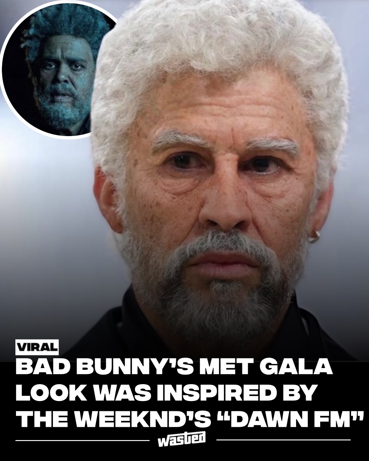 Bad Bunny turned heads with his Met Gala look tonight where he hired The Weeknd’s makeup artist for his look.