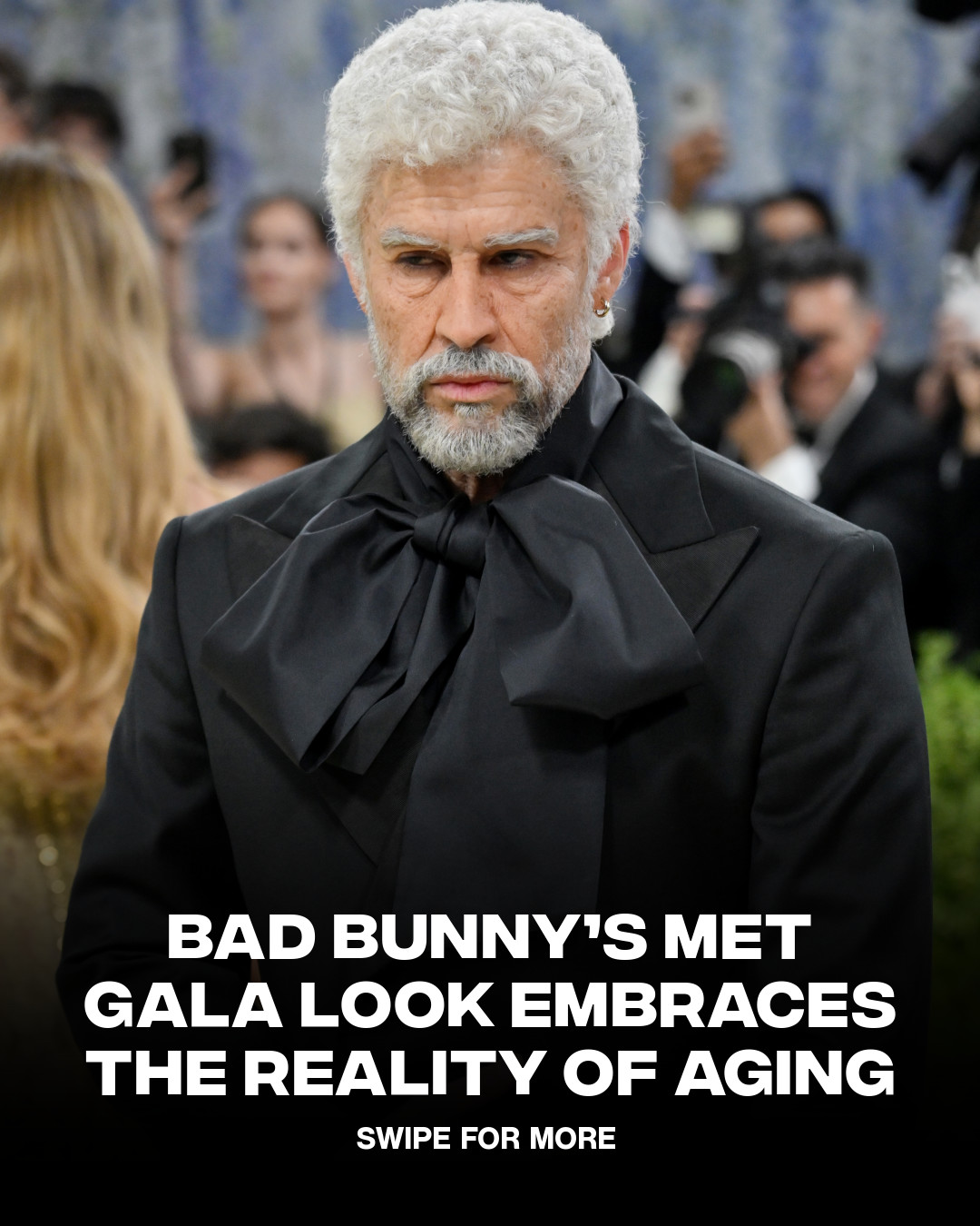 Abuelo Benito followed the 2026 Met Gala theme perfectly
ㅤ
Last night, Bad Bunny attended the Met Gala as an aged version of himself, referencing “The Aging Body,” one of the forms explored in this year’s Costume Institute exhibition.
ㅤ
In an industry constantly chasing youth and cosmetic perfection, Benito chose to accelerate time, embracing the beauty, dignity, and reality of aging in its most natural form.
ㅤ
The prosthetics were created by makeup artist Mike Marino, who also transformed Heidi Klum into her Veiled Vestal Statue look that same night.