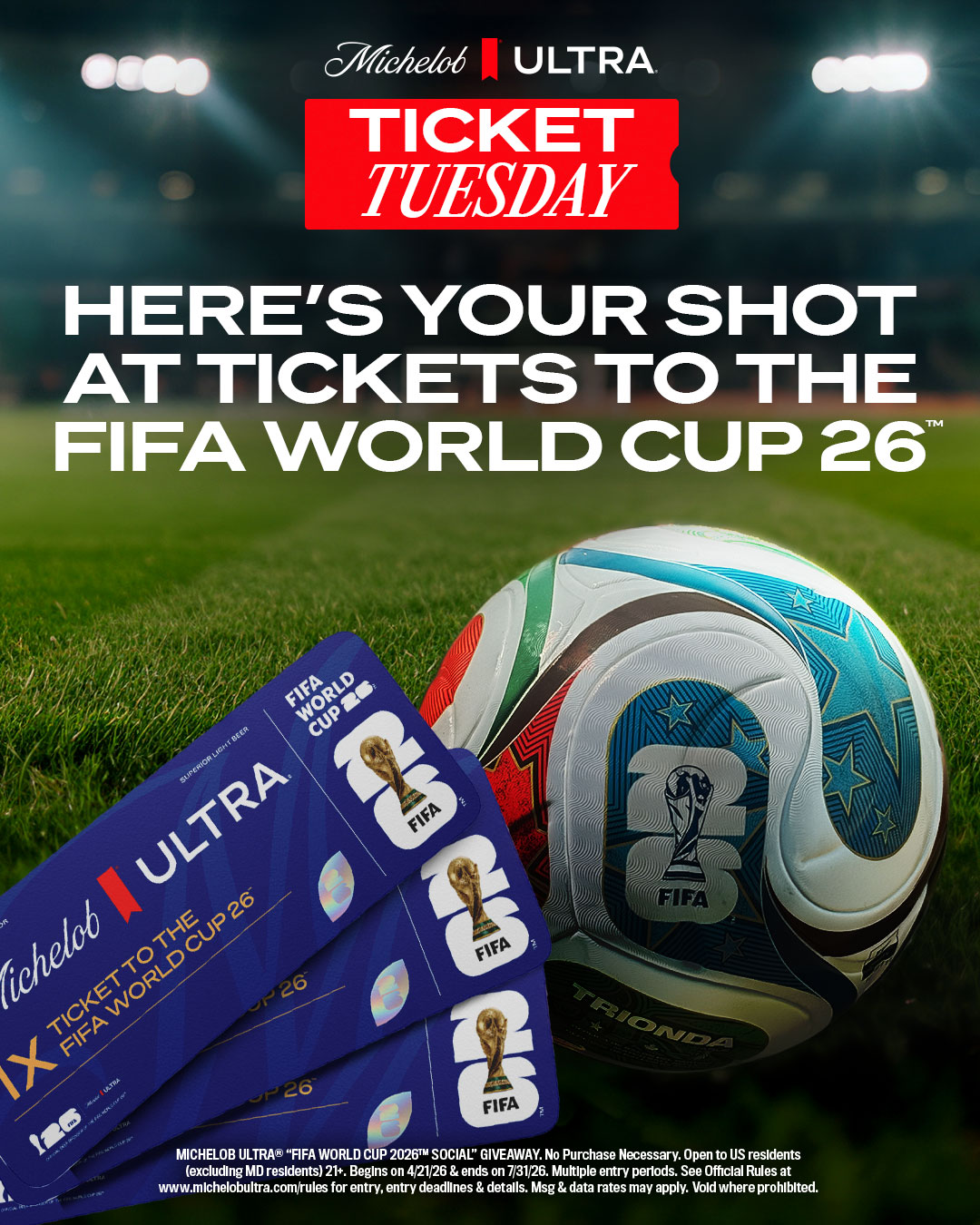 Now's your chance to win tickets to the FIFA World Cup 26™.

Comment #ULTRA and #Sweepstakes for a chance to win.