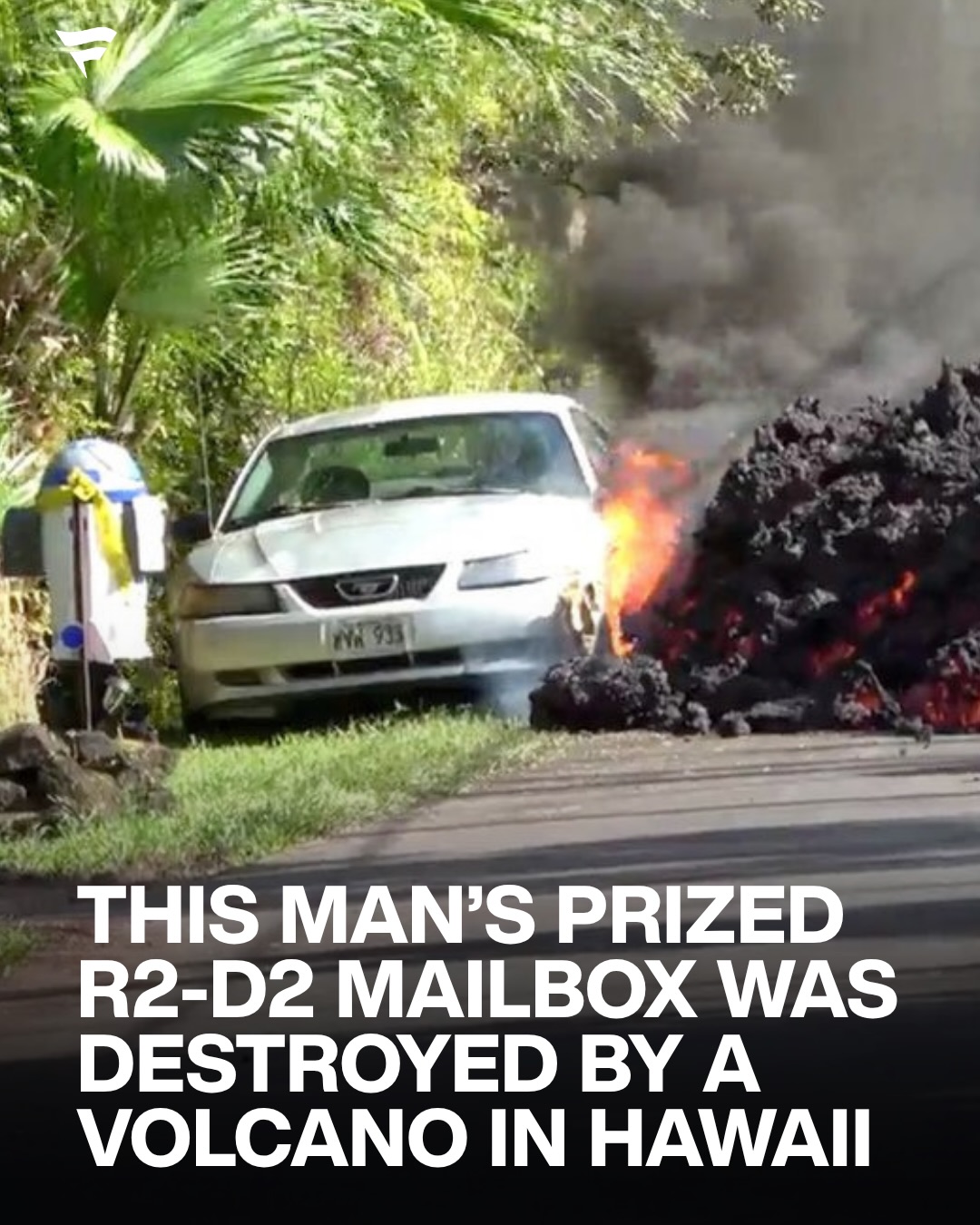 Even R2-D2 wasn’t ready for this 😭

In 2018, a California man’s Ford Mustang was destroyed by lava from Hawaii’s Kilauea volcano - but he says that’s not what stuck with him most.

The real loss was his R2-D2 mailbox, handmade by his daughter for a Star Wars–loving family, which had become a small but meaningful symbol of home.

He also mentioned wishing he had time to go back for his Star Wars mug collection, but says he’s just grateful all of his loved ones are safe.

(via @nytimes)