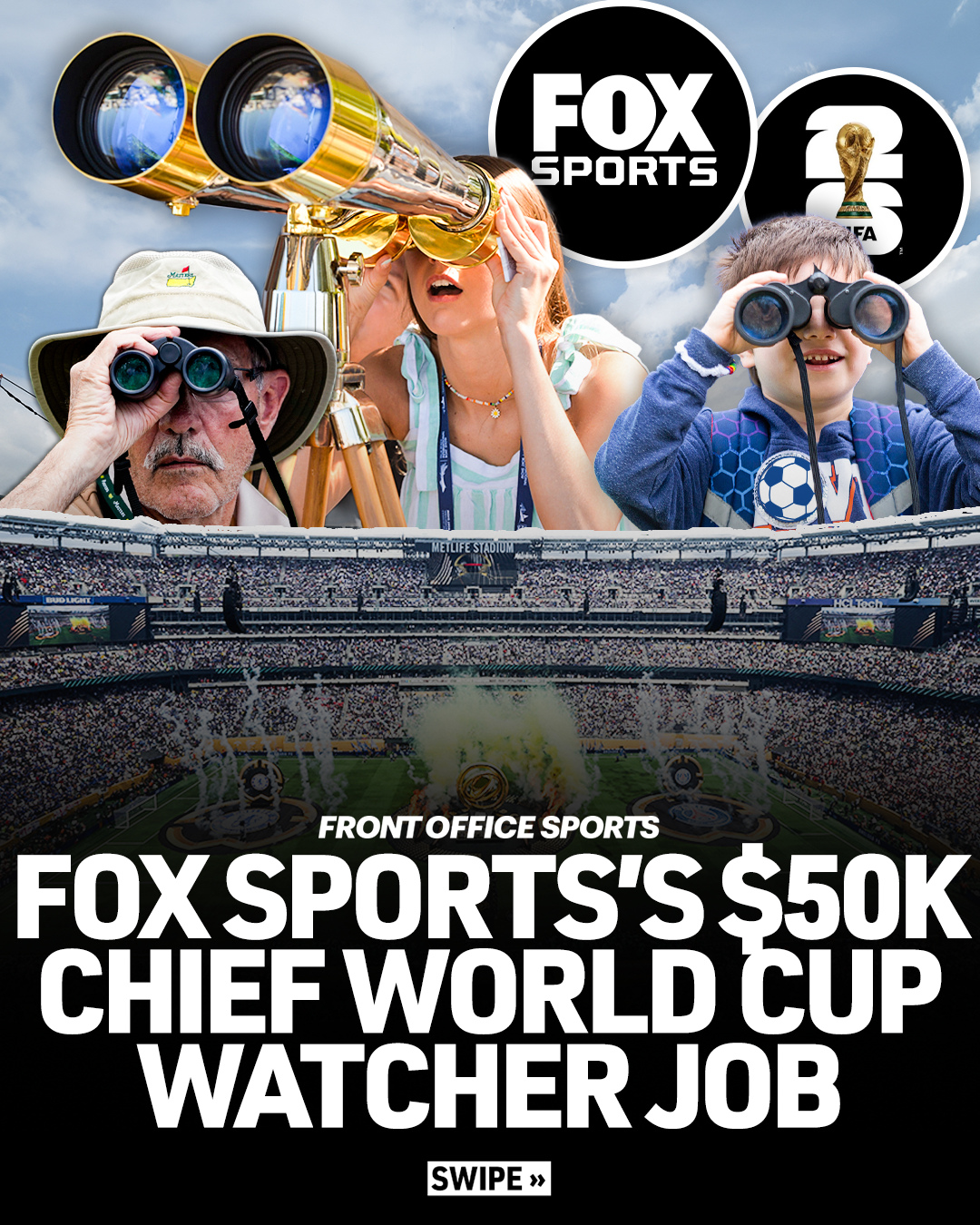 Fox Sports and Indeed are hiring a "Chief World Cup Watcher" to watch all 104 matches from a custom-built personal office in Times Square for $50,000:⁠
⁠
$1,282 a day⁠
$480 a game⁠
$5.34 per game minute⁠
⁠
Would you apply for this job?
