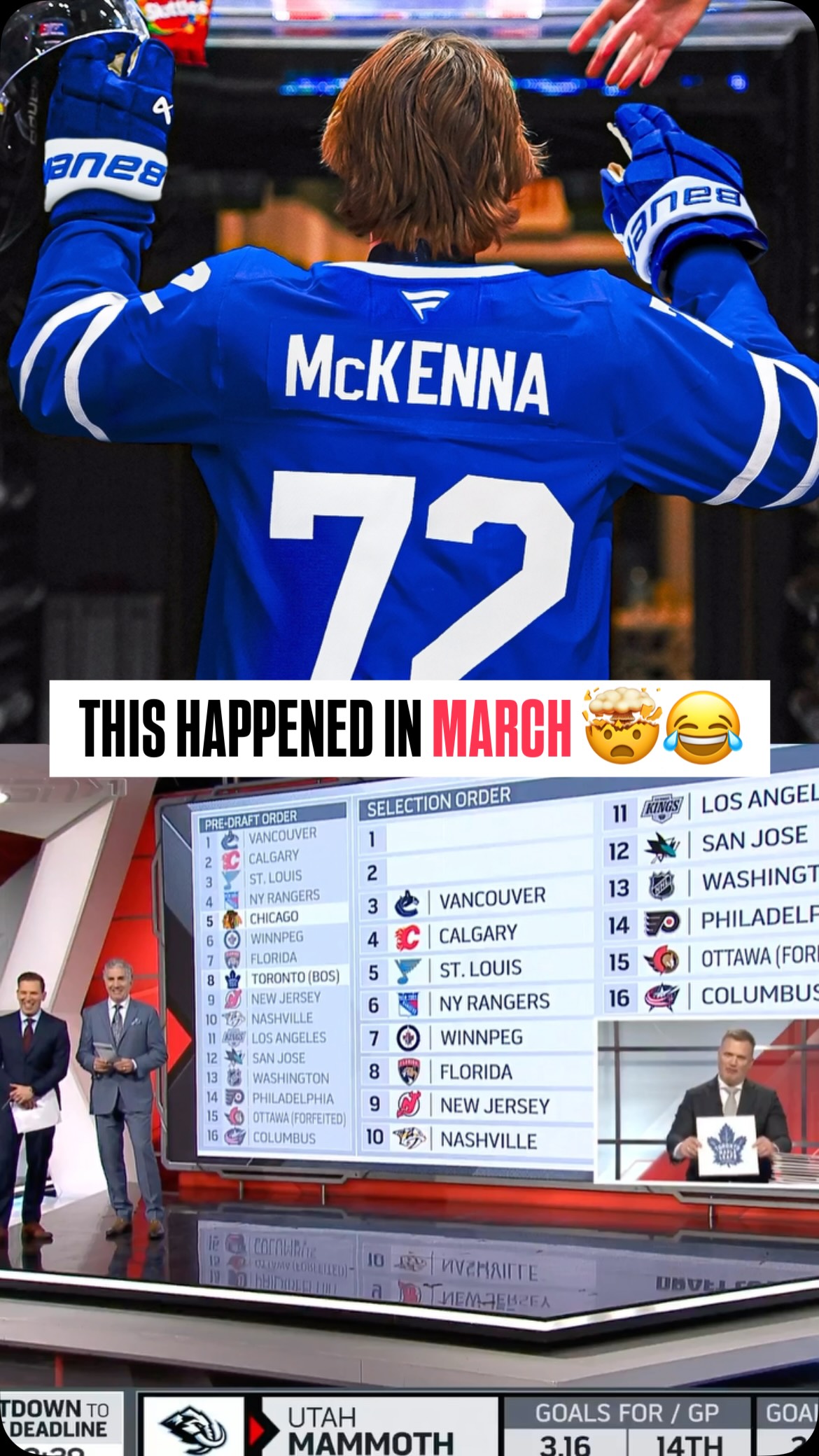 The Maple Leafs won TSN Hockey’s Draft Lottery two months ago. O-Dog really revealed the future 😅 #NHLDraft